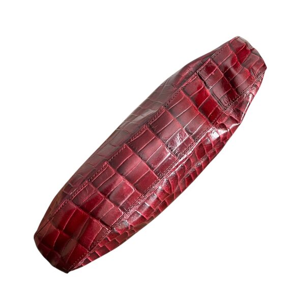 Charter Club Croc Embossed Faux Leather Shoulder Bag Dark Red Y2K‎ Hobo - Picture 7 of 16